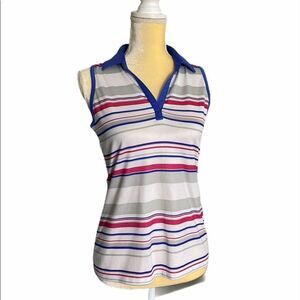 Izod sleeveless tank polo golf shirt split neck S